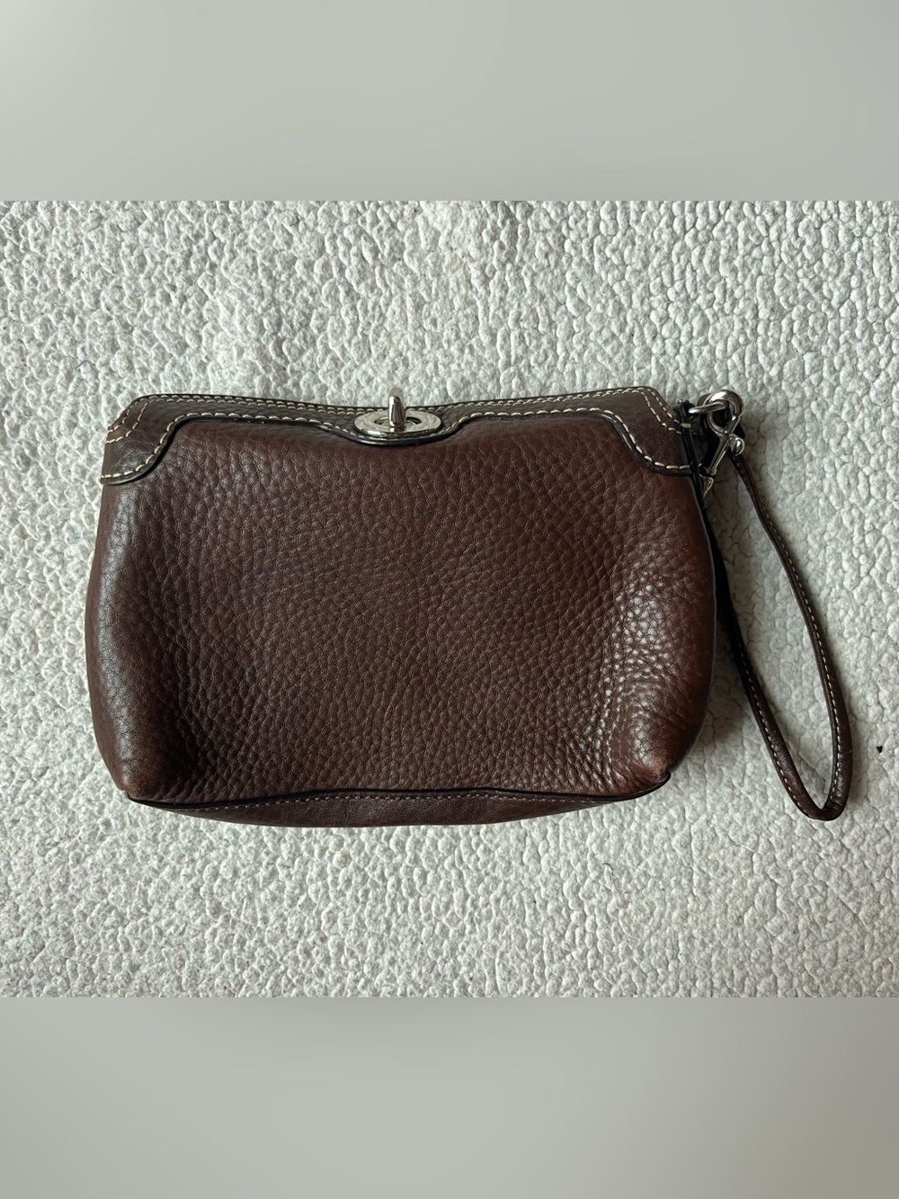 Vintage Coach Brown Pebble Leather Turnlock Wrislet